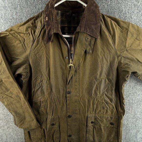 Barbour Bedale A100 Green Size 36 Waxed Jacket Men Outdoors Snap Zip Hunting - Picture 1 of 16